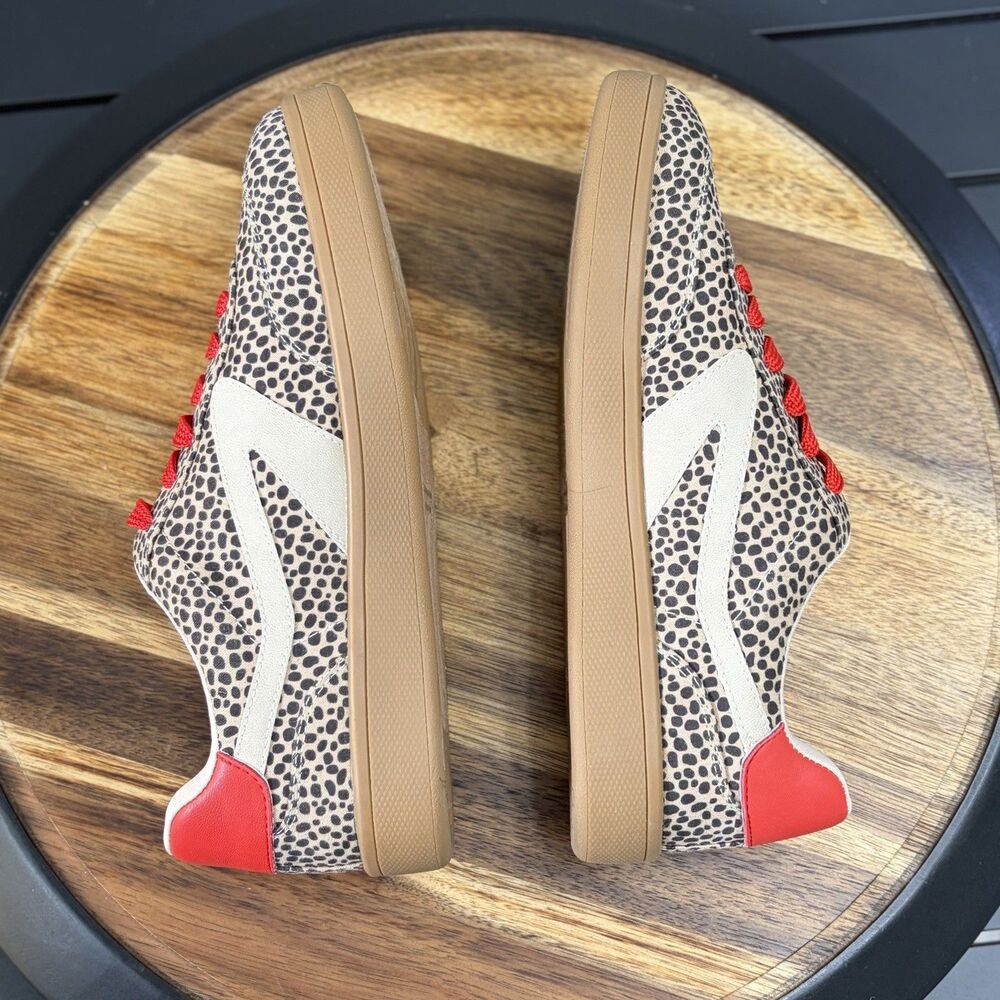 Dolce Vita Voyage Cheetah Print Sneakers Womens Size 7 Red Lace Low Top NWOT - Picture 7 of 12